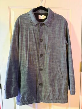 Topman Men’s Slate Blue Button-Up Jacket- Large